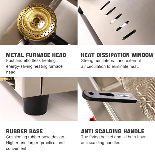 Gas Fritteuse Edelstahl Fritteuse mit Pommes Körbchen 20 Liter Volumen Doppel Fritteuse für Küche Restaurant Imbissstube – Bild 6