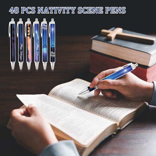 Lot de 48 stylos à bille crèche de Noël avec 4 motifs religieux - 6