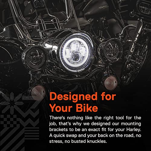 Black 7 Inch Round Headlight Ring Mounting Bracket Compatible With Harley Davidson Headlight Mount #TOP4