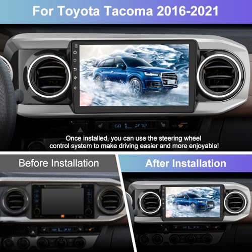 Image of AWESAFE Car Radio Stereo for Toyota Tacoma 2016 2017 2018 2019 2020 2021, Android 13 Touch Screen Head Unit Wired Android Auto Bluetooth GPS Navigation