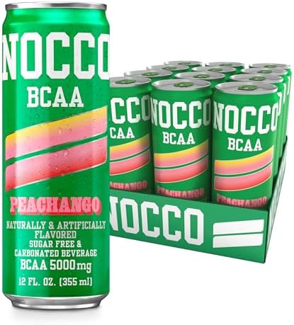 NOCCO BCAA Drink Peachango, Zero Sugar, 12 fl oz, 12-Pack