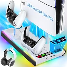 Tokluck PA5/Slim/Pro Cooling Station with Auto Turbofan & 3-Level Speed, PA 5 Vertical Stand Cooling Fan Station with Controller Charger, Accessories Base Cooler Docking Station, White & Black