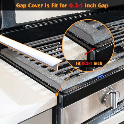 Image of KindGa Stove Gap Covers - 30 Inch Silicone Counter Gap Filler 2 Pack White | 0.2-1 inch gap, seal spill between appliances countertop gas, kitchen Long oven range side gap filler for stove and counter