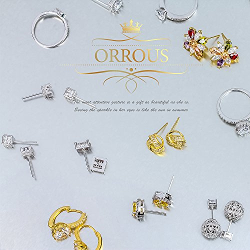 Orrous & Co Legacy Collection Women's 18K White Gold Plated Cubic Zirconia Anchor Stud Earrings, One Size #TOP4