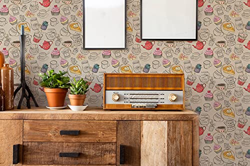 Image of Amazon Brand - Solimo PVC Self-Adhesive Wallpaper, Restaurant Theme, 41cm x 4.56m