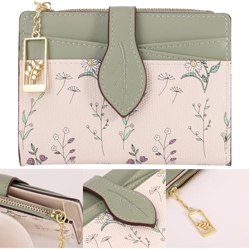 Cute Brown Minimalist Flower Wallet for Women and Ladies Small Kawaii Coin Purse with ID Window Lightweight and Stylish Design Compact Cash Wallet for Ladies4