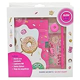  Tradineur - Diario secreto con candado, incluye lápiz, goma y pegatinas, cuaderno personal, bloc con llave, planificador, 17,5 x 12,5 cm, diseño aleatorio