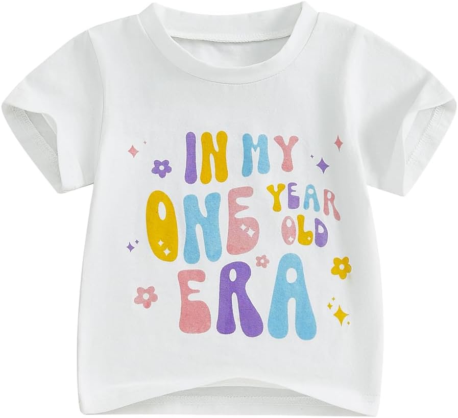 Baby Girls First Birthday Outfit 1st Birthday T-Shirt in My One Year Old Era Short Sleeve Top