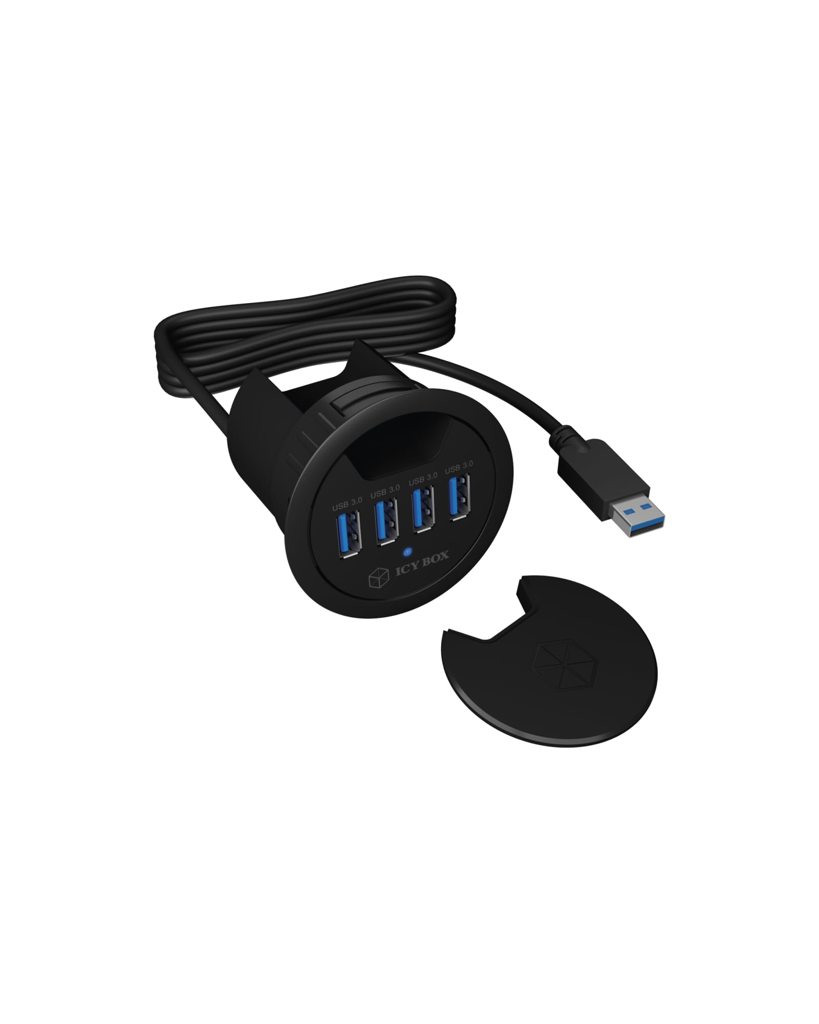 Icy Box IB-Hub1403 USB-Tisch-Hub (60 mm) zum Einbau