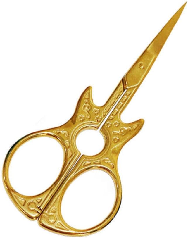 Gold Guitar Embroidery Scissors, 4.5" Small Stainless Steel Precision Shears for Cross Stitch, Thread & Needlework, Novelty Musical Gift for Crafters & Musicians