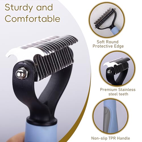 Image of Cat & Dog Grooming Kit - Matted Fur Remover for Cats, Includes 4 Knotting Combs & 1 Pet Grooming Brush, Safe Cat Grooming Comb Set for Detangling