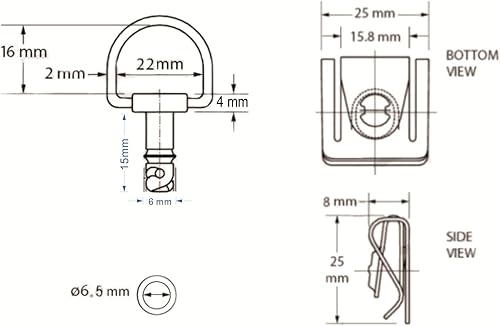 Miniatura 3 de HASkulle Piezas de motocicleta negro liberación rápida carrera estilo Dzus motocicleta 14 vuelta carenado sujetador 0.591 in D-Ring Pins 2pcs,