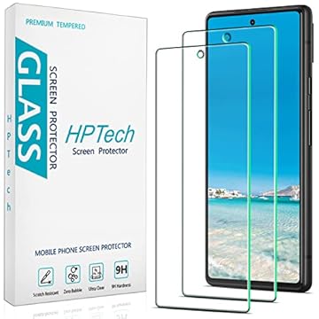 HPTech (Pacote com 2 películas projetadas para Google Pixel 6a 5G, vidro temperado, antiarranhões, sem bolhas, compatível com capas