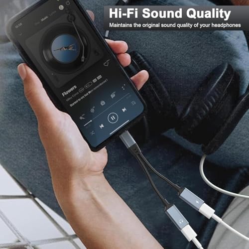 Apple MFi Certified Dual Lightning Splitter for iPhone/Pad - Audio & Charge Adapter Dongle,Supports Charge, Sync, Music Control