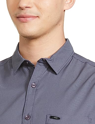 Image of The Indian Garage Co Men Slim Fit Solid Full Sleeves Spread Collar Casual Shirt