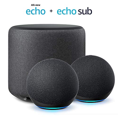 Image of Stereo Pair Starter Kit | 2 Echo (4th Gen) + Echo Sub, Charcoal