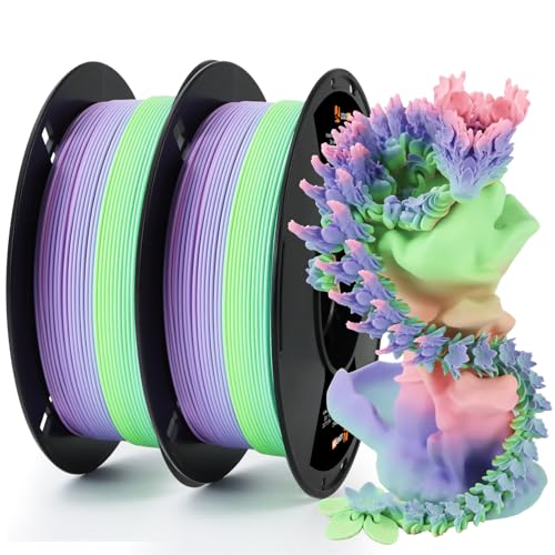 LOVOON 3D Printing Filament Bundle 2KG Matte Rainbow Gradient PLA Filament 1.75mm Color Changing Printer Filaments Multicolor Shift fit Most 3D Printers Pen Printer for Kids,1KG X 2 Spools