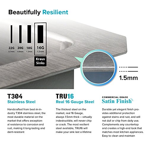 Kraus Khu100-26 Standart Pro 16 Gauge Undermount Single Bowl Kitchen Sink, 26 Inch, Stainless Steel #TOP4