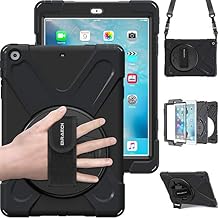 BRAECN for iPad Air 1st Generation Case 2013 .Heavy Duty Protective Case with 360 Rotating Stand/Hand Strap/Shoulder Strap for Apple iPad Air 1-9.7 inch Black