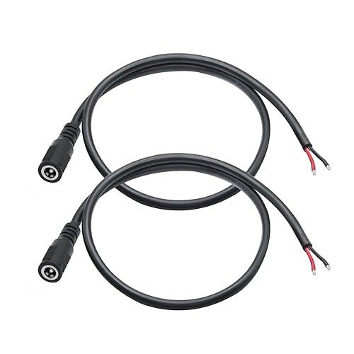 Cable de alimentación de 12 V CC, 18 AWG 0.5 M1.65 pies CC 0.217 in x 0.083 in enchufe hembra a cable desnudo cable de alimentación de extremo