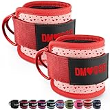 DMoose フィットネス アンクルストラップ ケーブルマシン用 - ワンサイズ プレミアムパッド付き 臀筋キックバック アンクルストラップ 女性用 - ジムワークアウト&ヒップ外転筋用ケーブルアタッチメント(ハート - ペア)