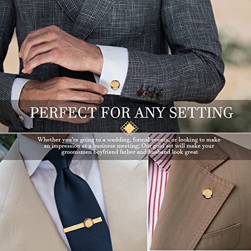 Hawson 2 Inch Tie Clips With Cufflinks And Tie Pin For Men(A-Z), Tie Tack Lapel Pins For Men’s Suit, Tuxedo, Accessories For Necktie, Shirts #TOP2