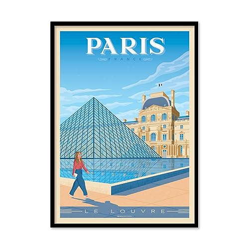 WALL EDITIONS Art-Poster - Paris Louvre Museum - Olahoop Travel Poster - Format 50 x 70 cm