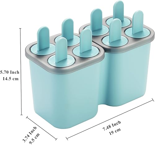 Vista 9 de HOMQUEN Moldes para paletas de hielo, 8 piezas, molde reutilizable para helado de fácil liberación para niños, moldes de paletas caseras de muchas