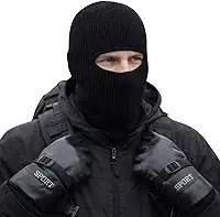 Kit Motociclista Touca Ninja Balaclava com Luva de Couro Impermeável Térmica para Motoqueiro
