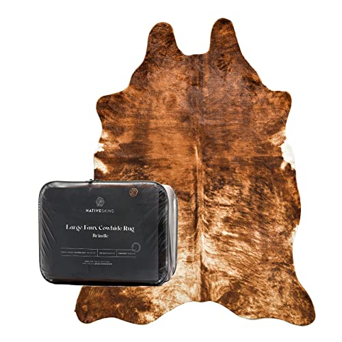Nativeskins Brindle Faux Cowhide Rug - Sahara Sands (4.6Ft X 6.6Ft) - Cow Print Area Rug For A Western Boho Decor - Synthetic, Cruelty-Free Animal Hide Carpet With No-Slip Backing #TOP8