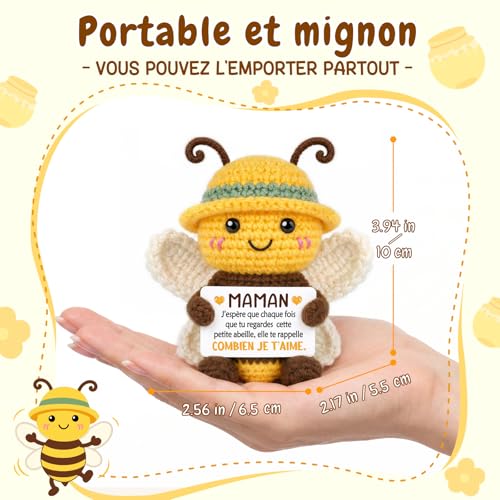 Hakumata Cadeau Anniversaire Maman,Abeille Mignonne Crochetée Faite Main,Cadeau Maman Noel, Cadeaux Noel Unique pour Maman,Cadeau Fete des Meres – vue 3