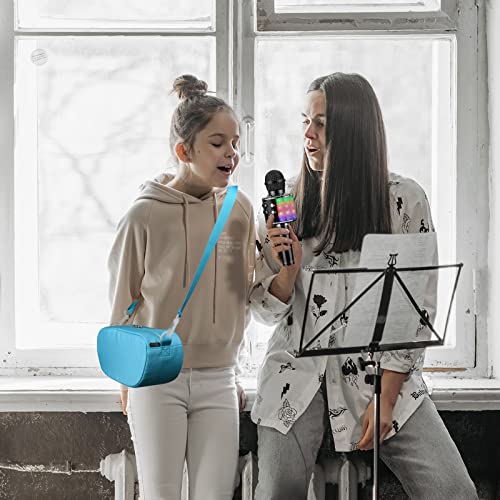 Beautyflier Kids Karaoke Bluetooth Microphone Bag Case Compatible With Bluefire/For Bonaok/For Ovellic/For Creattop Wireless Karaoke Microphone Holder Storage Fits For Mic Handheld Speaker (Blue) #TOP2