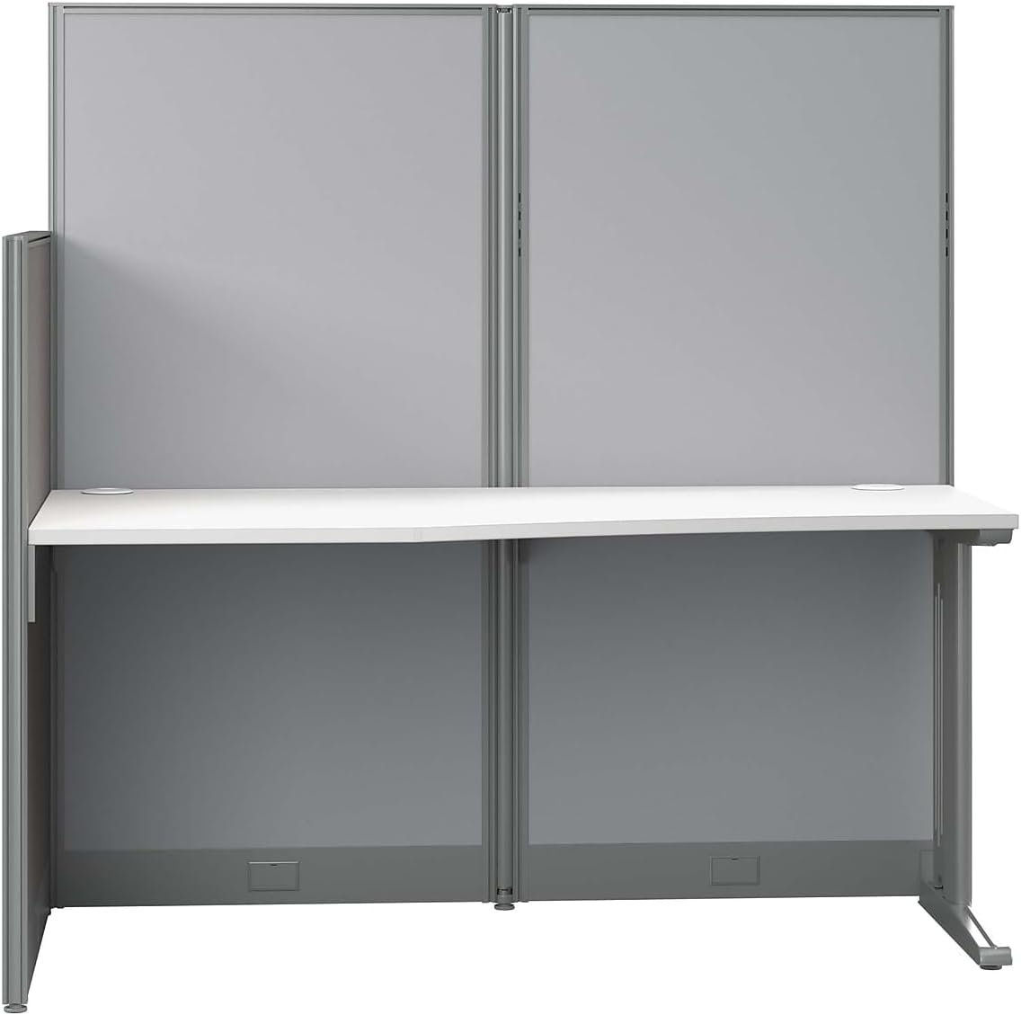 Bush Business Furniture Office in an Hour 65W x 33D Straight Cubicle Desk in Pure White, Modern Computer Table with Privacy Panels for Commercial Workspace