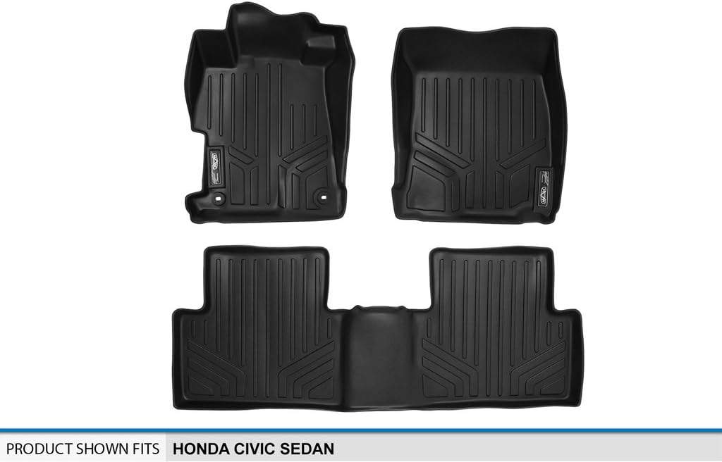 SMARTLINER Custom Fit Floor Mats 2 Row Liner Set for 2012-2015 Honda Civic