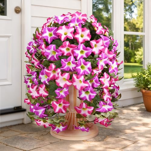 Yastouay Artificial Flowers for Outdoors, 8 Pack Artificial Petunias Fake