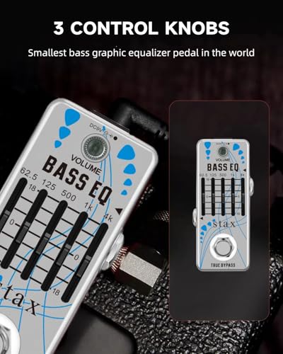 Image of Stax Bass EQ Pedal 5 Band Equalizer Pedals For Bass Guitar With 5 Band Graphic Mini Size True Bypass