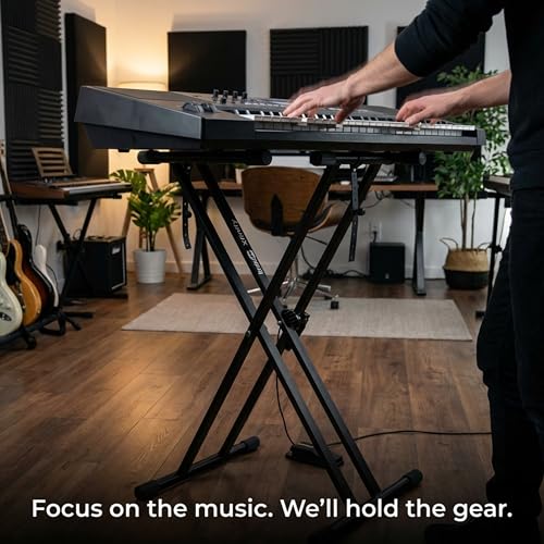 RockJam Xfinity Doublebraced Pre Assembled Keyboard Stand with Locking Straps