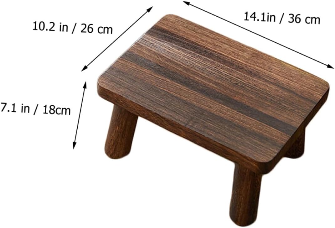 PRETYZOOM Wooden Step Stool Anti-Slip Design Small Foot Stool for Kitchen and Bathroom Solid Wood Construction for Adults and Boys and Girls Compact Storage Solution