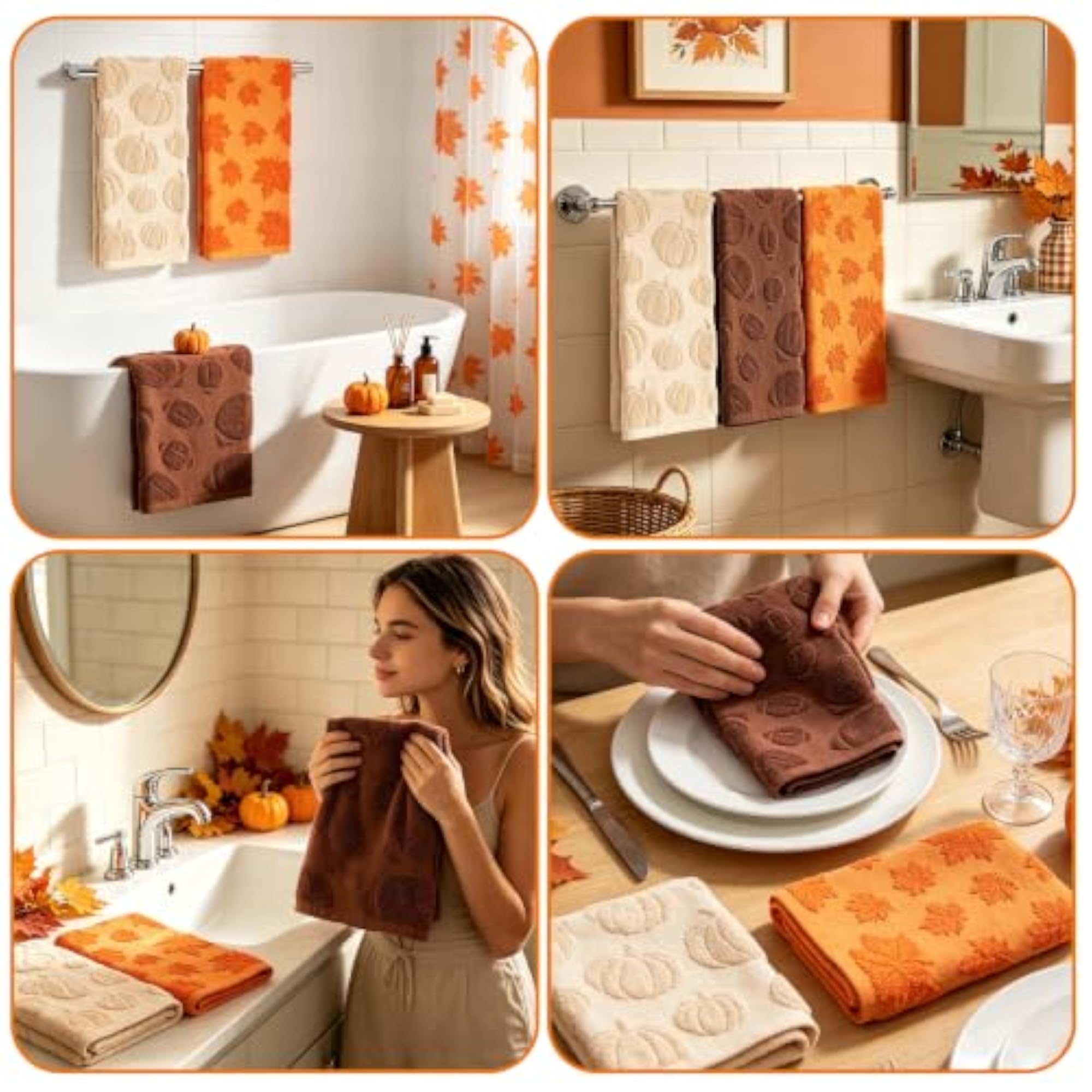 3Pcs Fall Football Hand Towels, Decorative Cotton