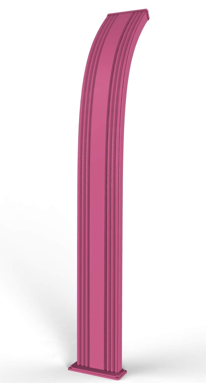 Douche à énergie solaire Arkema Dada D350 4003 I couleur fuchsia avec bande décorative en acier inoxydable, structure en aluminium, équipée d'un mitigeur lave-pieds et nébuliseurs