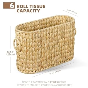 Endymion Toilet Paper Storage Basket - Woven Hyacinth Toilet Paper Holder Basket with Handle,Wicker Decorative Farmhouse Boho Bathroom Basket for Toilet Paper,Free Stand Endymion Toilet Paper Storage Basket Woven Hyacinth Toilet Paper Holder Basket with HandleWicker Decorative Farmhouse Boho Bathroom Basket for Toilet PaperFree Stand