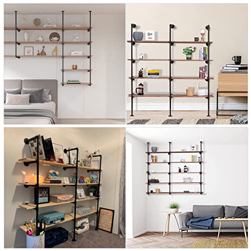 Pynsseu Industrial Iron Pipe Shelf Wall Mount, Farmhouse Diy Open Bookshelf, Pipe Shelves For Kitchen Bathroom, Bookcases Living Room Storage, 3Pack Of 5 Tier. #TOP6
