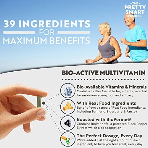 Powerful Multivitamins and Minerals - Multivitamin Tablets for Men & Women - Highly Bioavailable Vitamins & Minerals - 38 Ingredients & Herbal Extracts - 120 Easy to Swallow Capsules - Made in The UK
