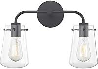 Vista 1 de Luz de baño de vidrio transparente de 2 luces negra