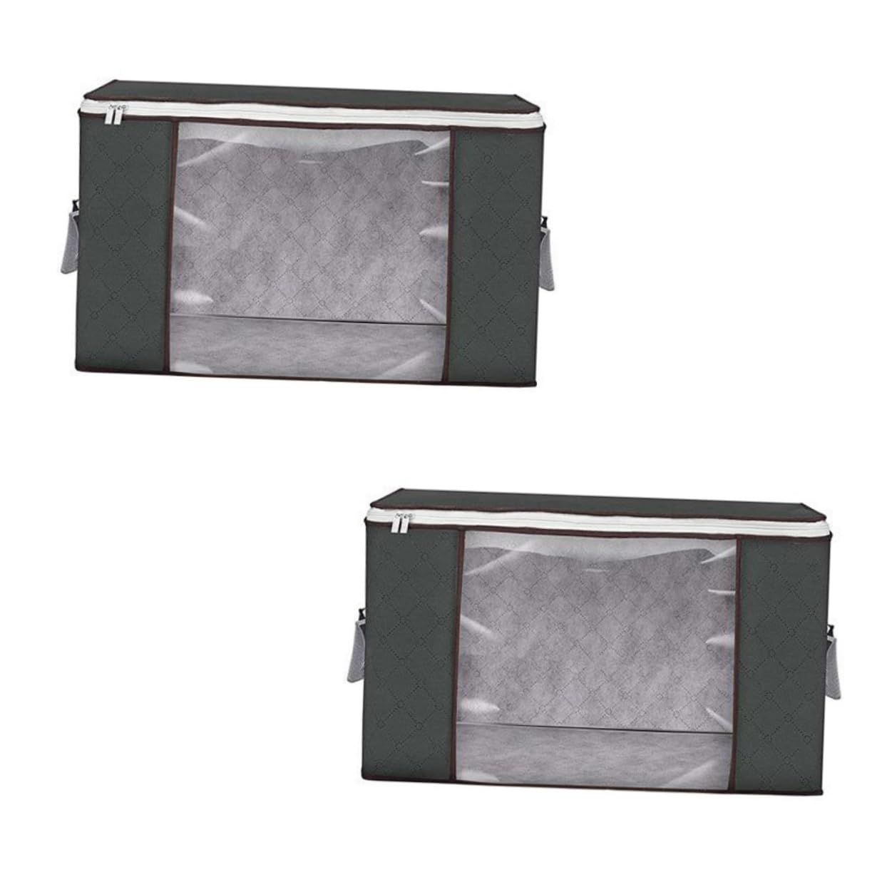 2 pezzi Contenitori per Biancheria Organizer Armadio Capacità Sacchetti per Piumoni e Vestiti Design con Cerniera Pratici per Traslochi e Risparmiato