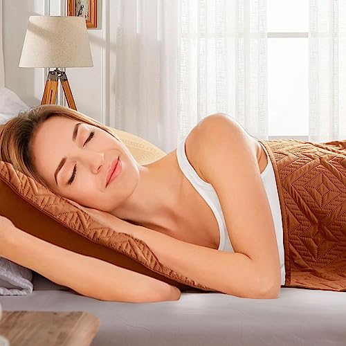 Full Queen Size Burnt Orange Rust Quilt Set - Lightweight 3-Piece 90''X98'' Bedspread Coverlet With Checkered Pattern, Soft Warm Microfiber Bedding Cover Set For All Seasons (1 Quilt, 2 Pillow Shams) #TOP3