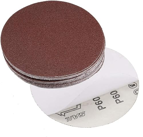 TA-VIGOR 20Pcs 150mm PSA Sanding Discs, 60 Grit 6 Inch Self Adhesive Stickyback Sandpaper Discs, Aluminum Oxide Sandpaper for DA Sander, Sand Automotive Car Paint, Wood, Metal