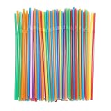 100 Stück Wiederverwendbare Biegbar Strohhalme, 21x 0.5cm bunt Trinkhalme aus PP, BPA-frei Lebensmittelecht Trinkhalm für Cocktail Kaffee Milch Saft Heißkaltgetränke