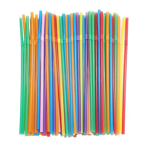 100 Stück Wiederverwendbare Biegbar Strohhalme 21x 0.5cm bunt Trinkhalme aus PP BPA-frei Lebensmittelecht Trinkhalm für Cocktail Kaffee Milch Saft Heißkaltgetränke
