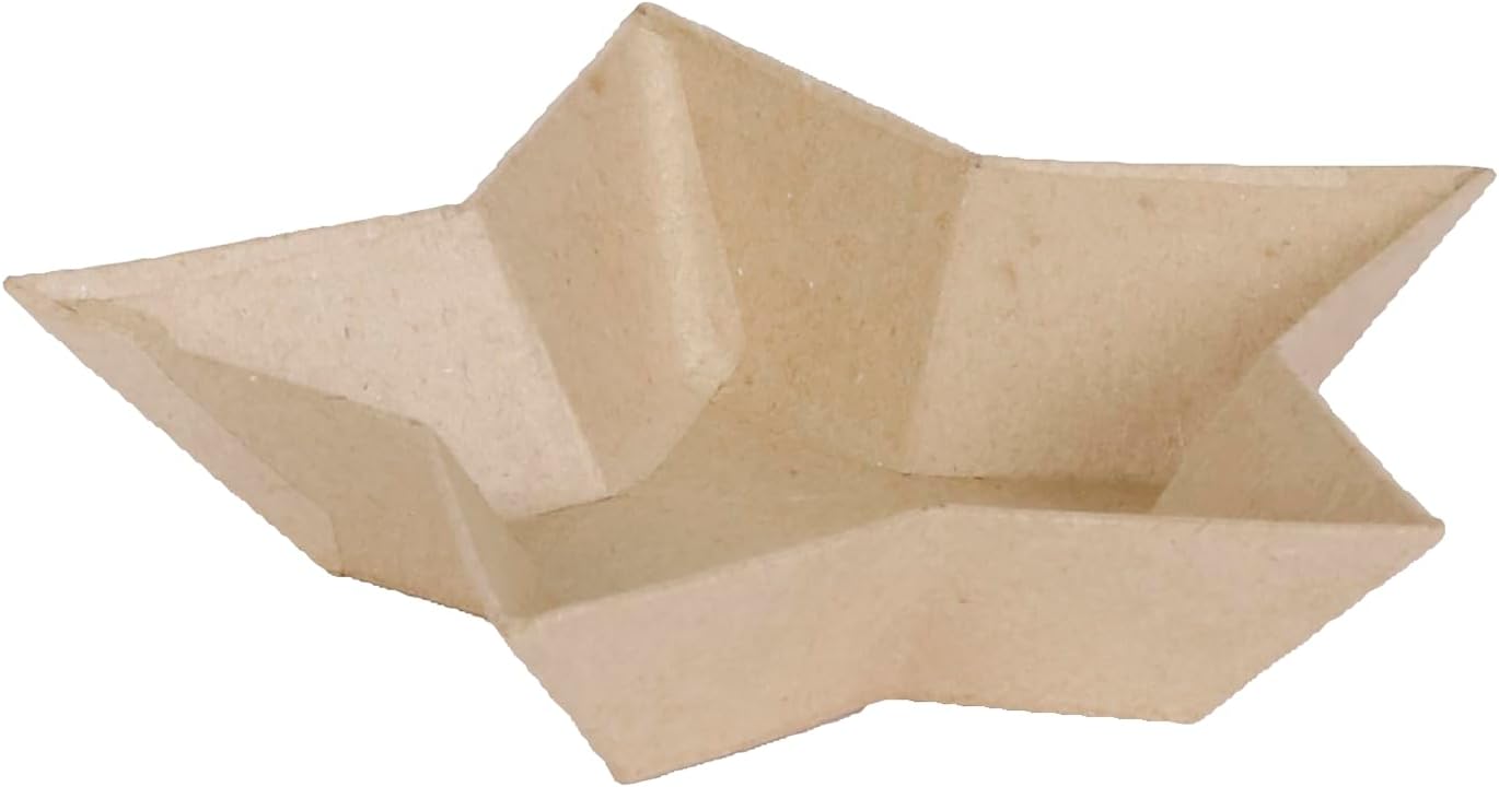 Décopatch AC766Cpack - Un Lot de 10 Supports en Papier brun mâché 15x15x3 cm, Petit Vide poche étoile